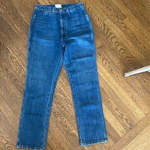 DOEN high waisted jeans like new sz 28 pleated back pocket watch pocket front